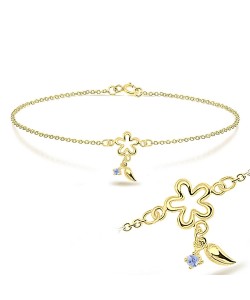 Flower and little leaf with CZ Bracelet BRS-173-GP